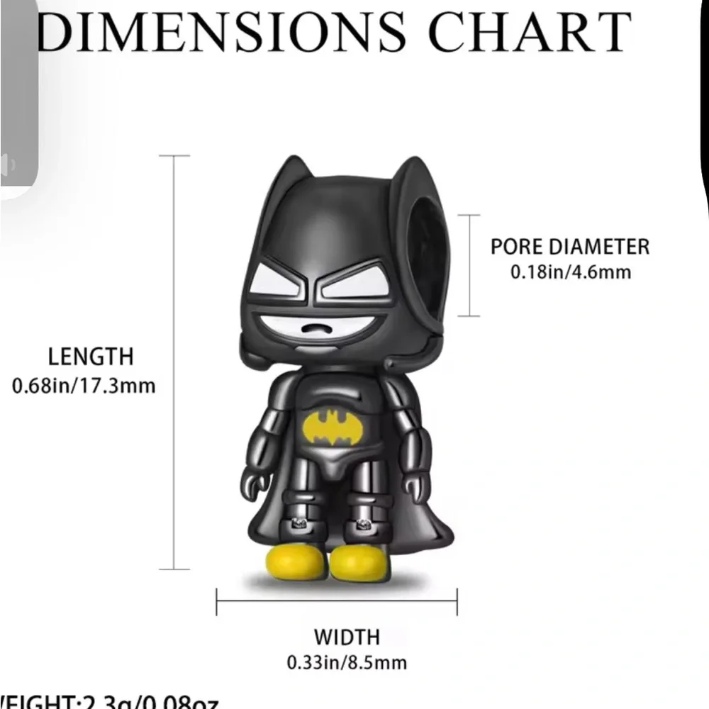 Superhero Action Figure - Black and Yellow Batman Charm